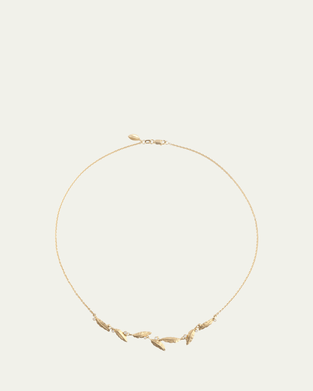 Leaflet Diamond Berry Necklace in 18K Yellow Gold